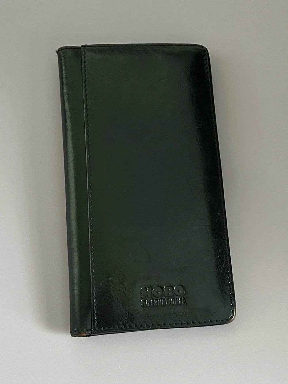 Vintage HOBO International black leather tall checkbook bifold wallet